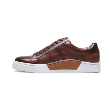 LOW TOP BROWN LEATHER SNEAKERS