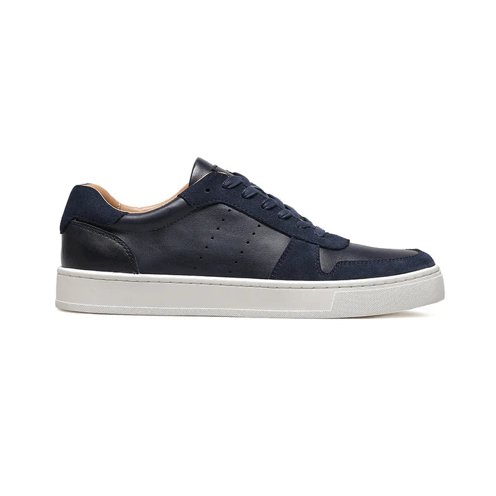 LOW TOP NAVY LEATHER SNEAKERS